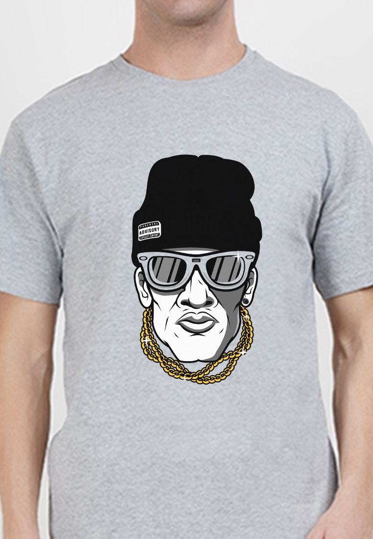 QuirkyT Hip Hop Man Grey Cotton Short Sleeve Crew Neck Streetwear Relaxed Tee