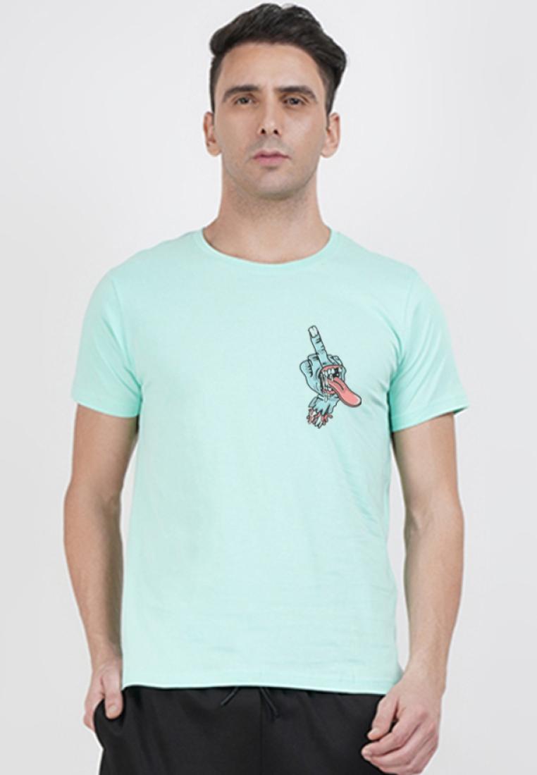 QuirkyT Hand Gesture Graphic Mint  Cotton Short Sleeve Essential T-Shirt