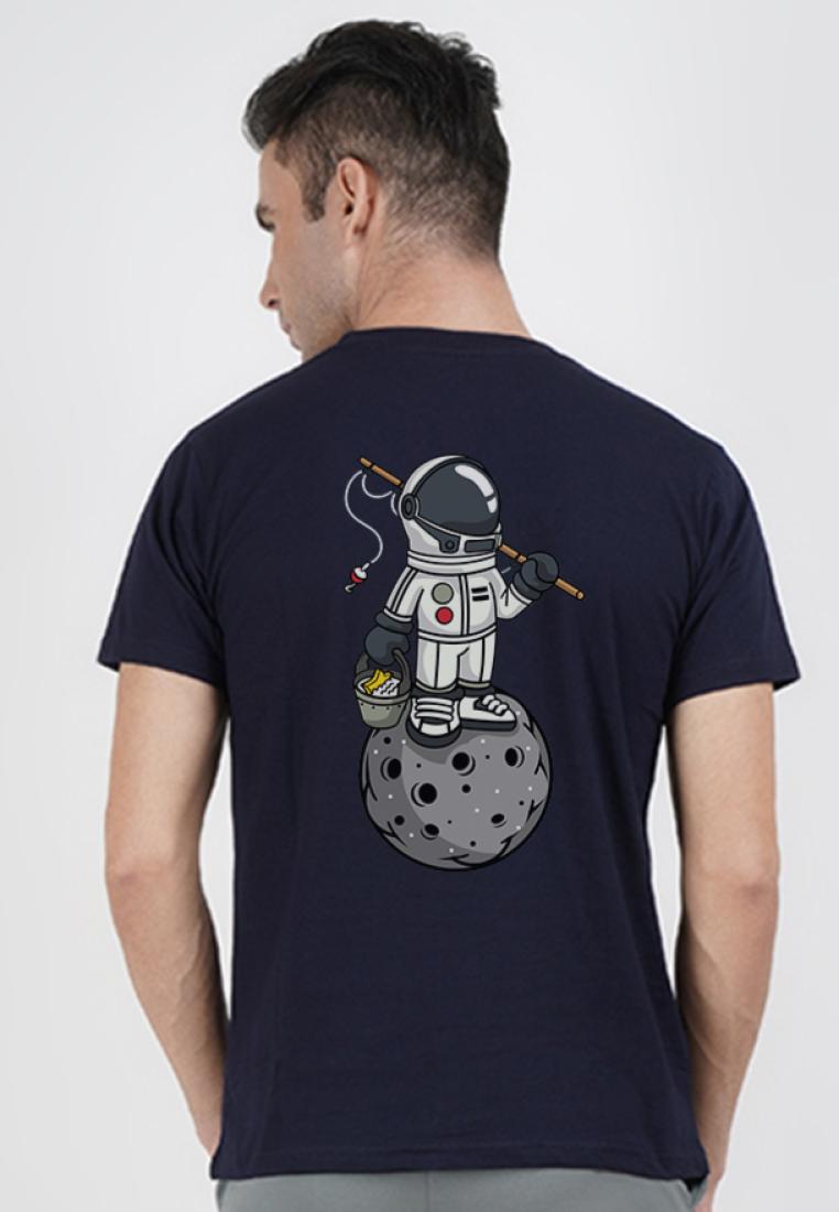 QuirkyT Astronaut Fishing Graphic Navy Blue Cotton Short Sleeve Essential T-Shirt