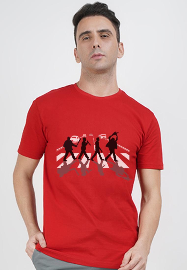 QuirkyT Abbey Road Red Cotton Short Sleeve Crew Neck Relaxed Tee