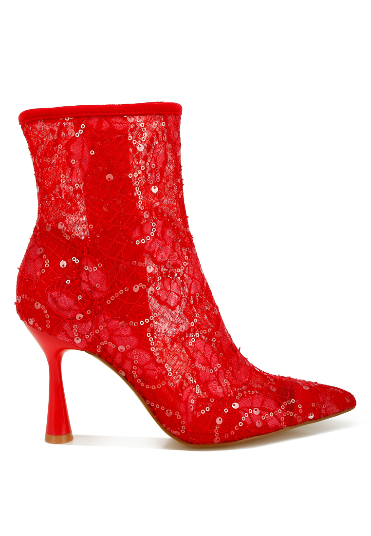 Rag & CO. Sequin Lace Boots in Red