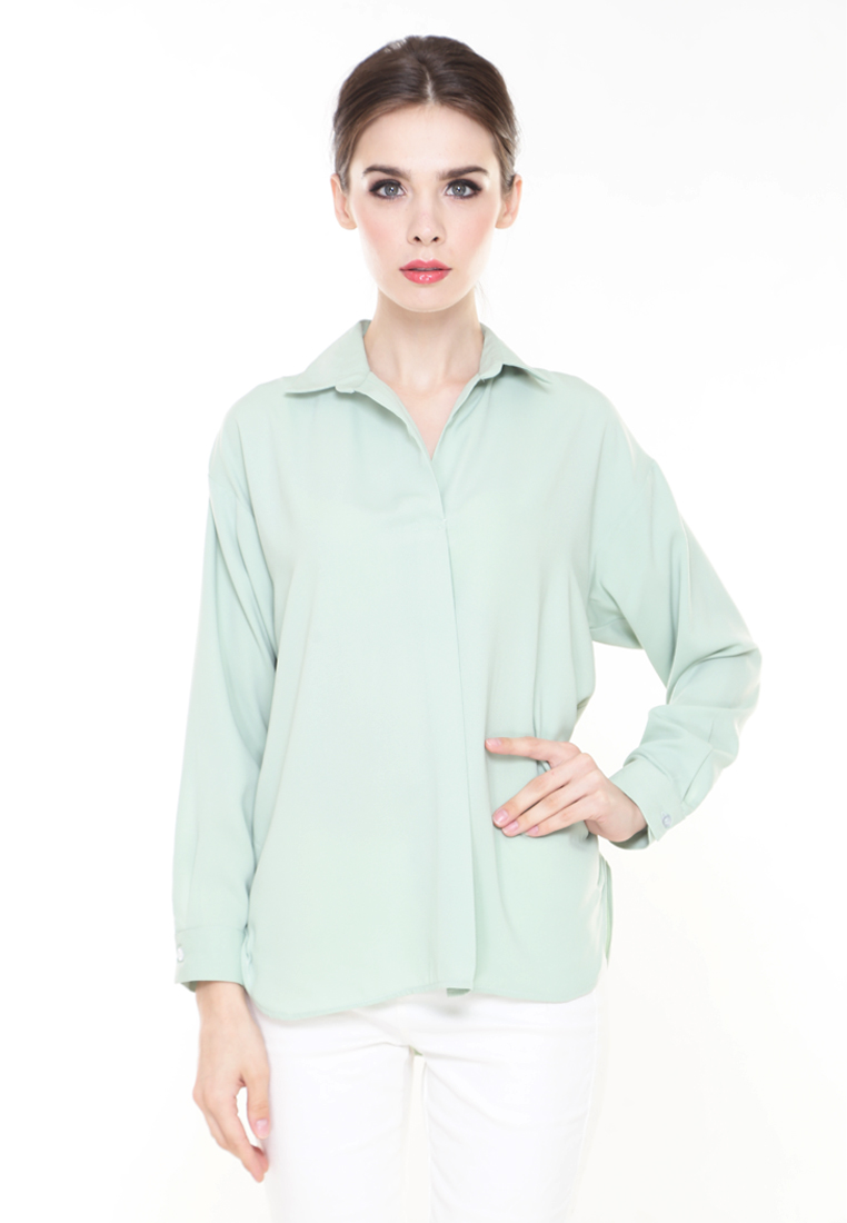 RINA NICHIE COUTURE Luna Loose Shirt Top in Apple Green