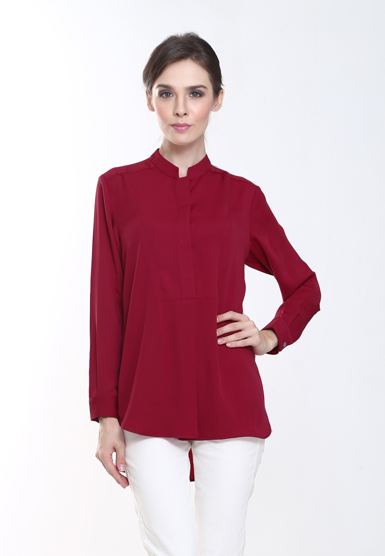 Rina Nichie Basic Eva Suit Office Wear Top in Maroon