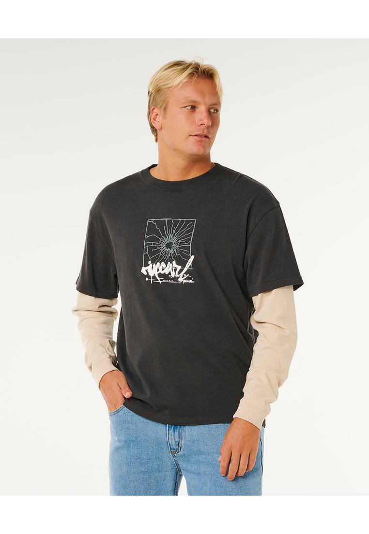 Rip Curl Men Inner Visions Smashed L/S Tee 0Y7MTE-WASHED BLACK