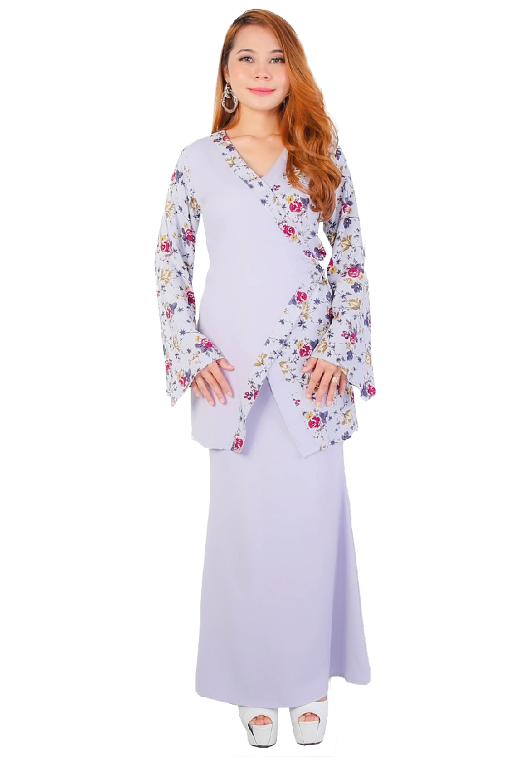 SARIMA Anggun Kurung Printed Rosa - GREY LAVENDER