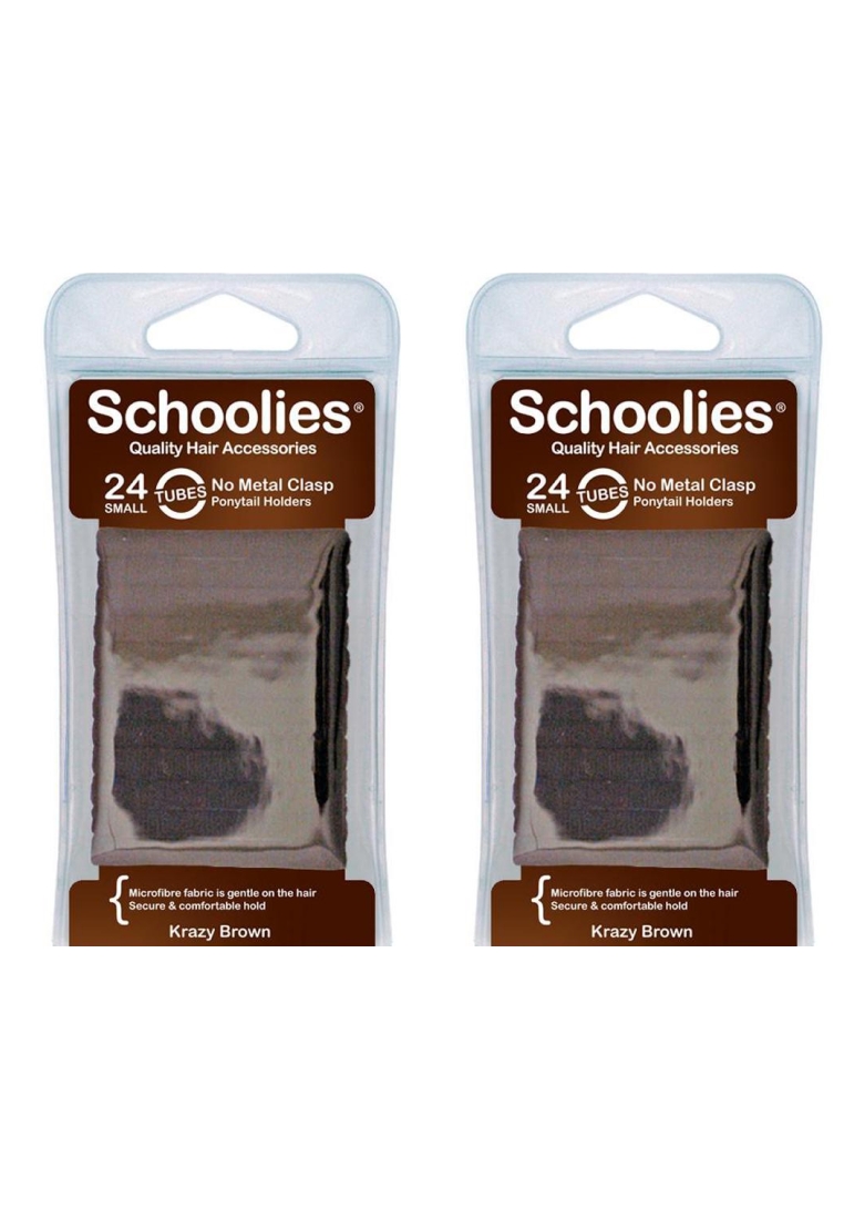 Schoolies Schoolies Small Tubes Ponytail Holders 24pc Krazy Brown x 2 [SCH173x2]