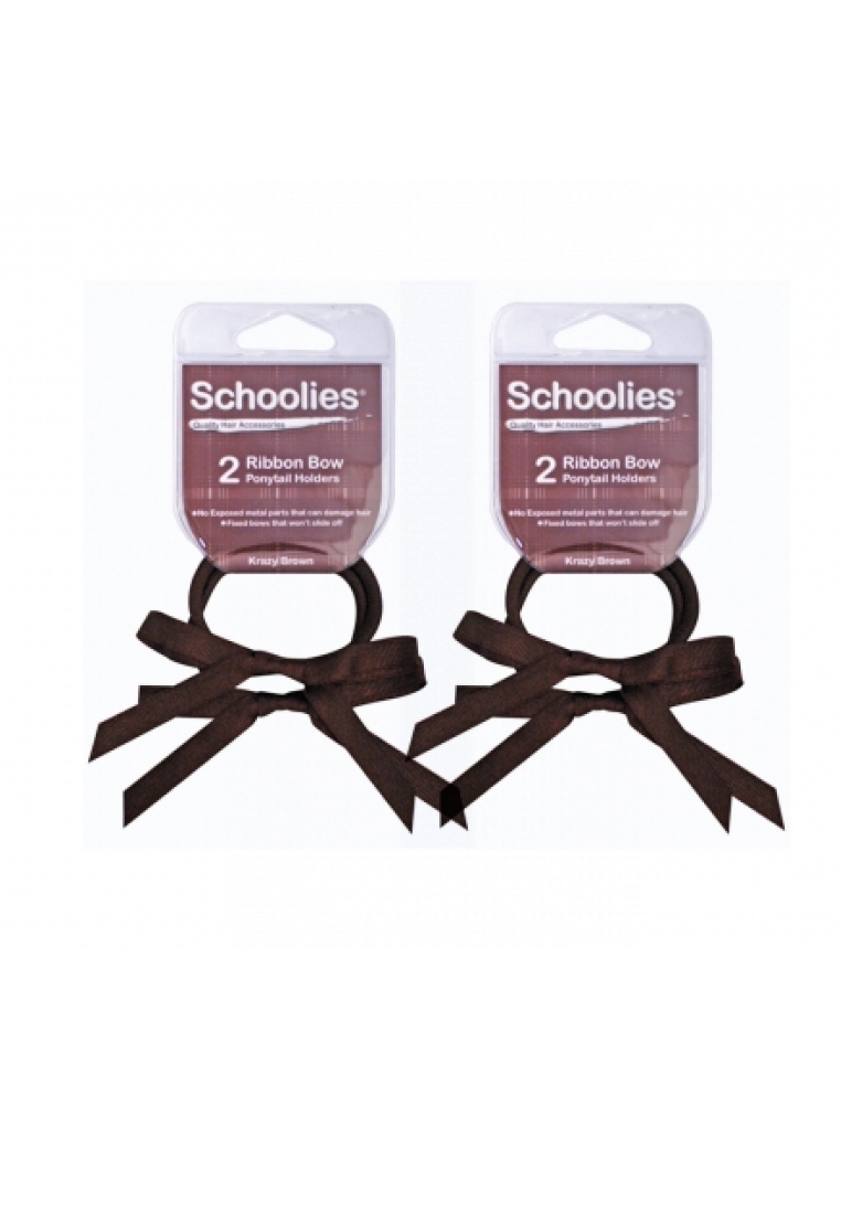 Schoolies Schoolies Ribbon Bow 2pc Krazy Brown x 2 [SCH363x2]