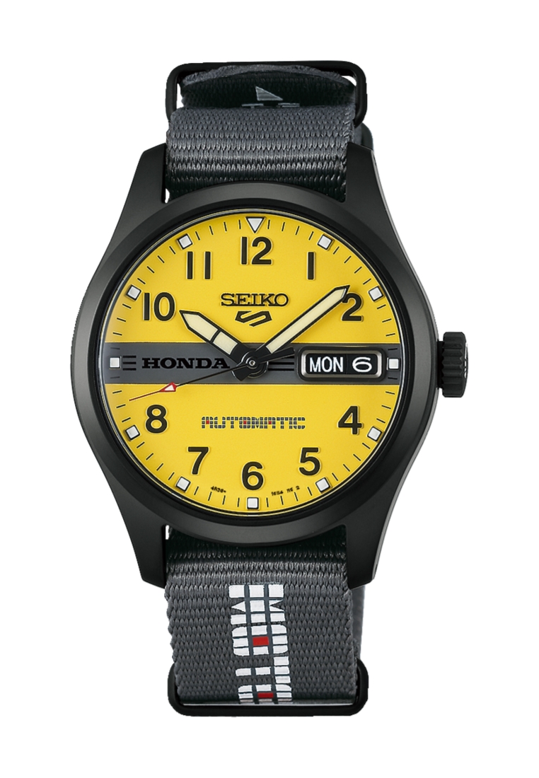 Seiko Seiko 5 Sports Field Series Honda MOTOCOMPO Limited Edition Yellow Dial Dark Grey Nylon Band A