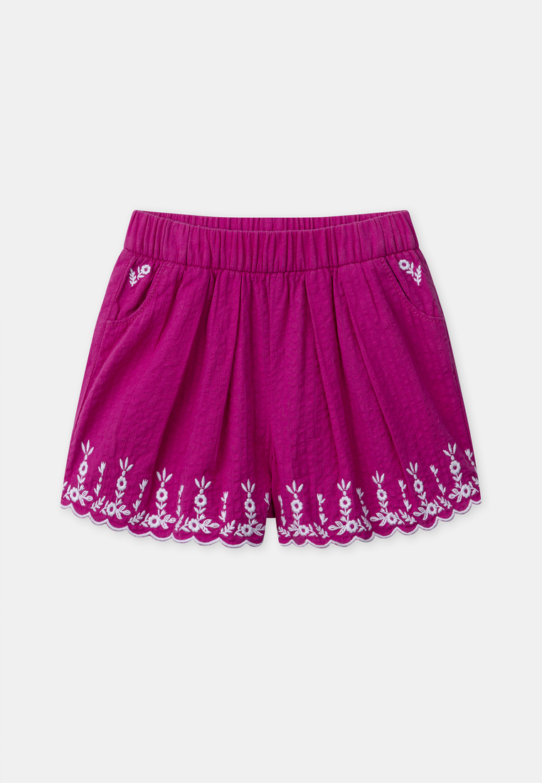 Sergent Major Fuchsia pink shorts with floral embroidery