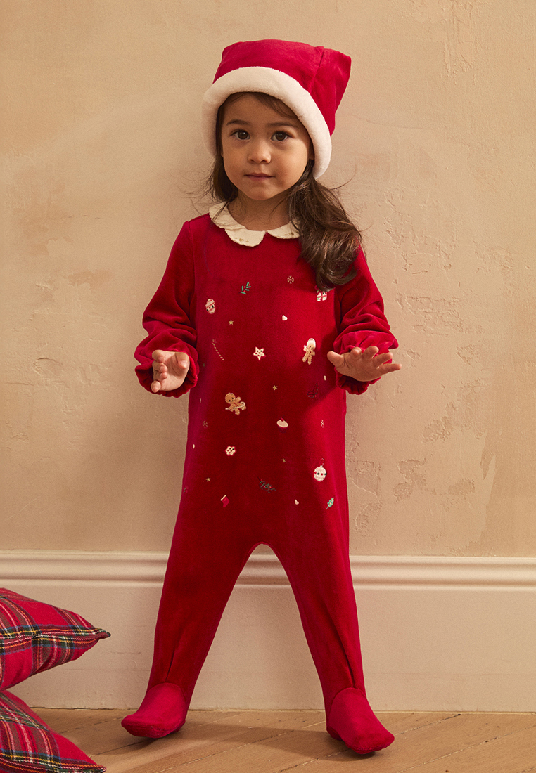 Sergent Major Red Velvet Romper with Santa Hat