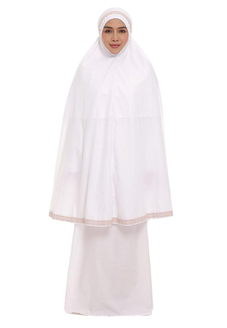 Siti Khadijah Telekung Broderie Isil in White