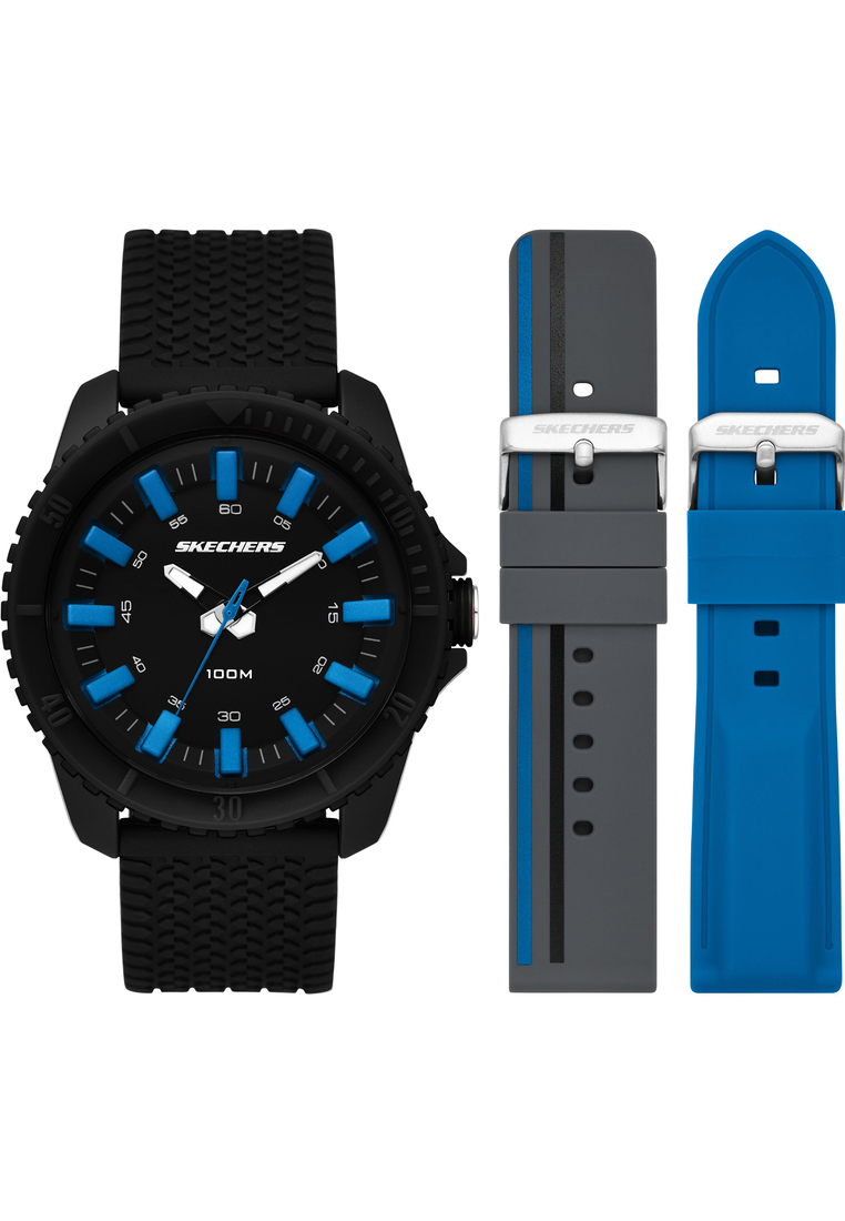 Skechers Skechers Men's Sets Analog Watch ( SR9104 ) - Quartz, Black Case, Round Dial, 24 MM Black S