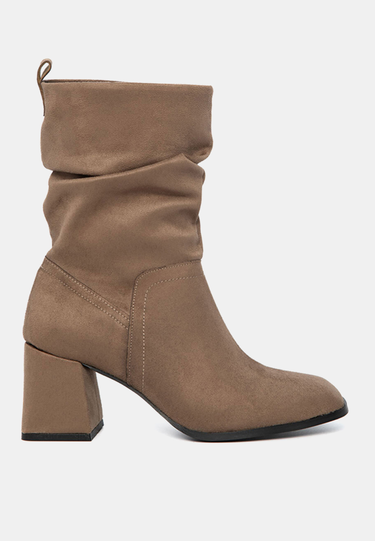 Soho Block Heels Faux Suede Boots