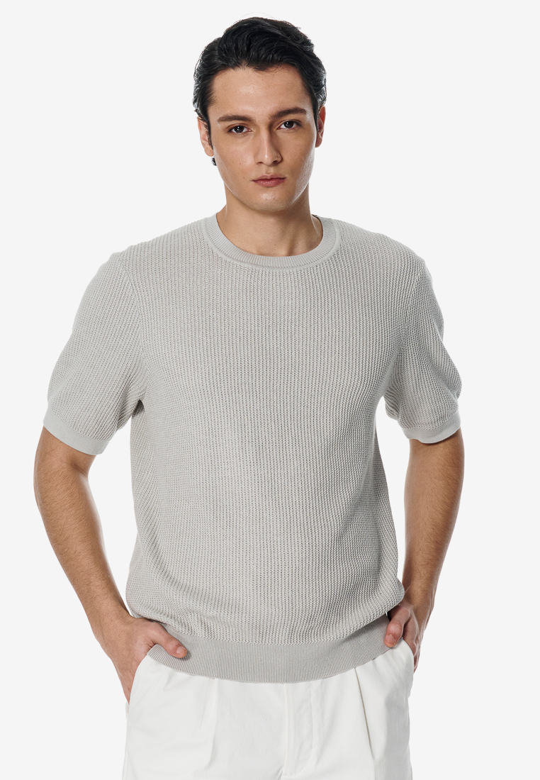 SST&C Glacier Grey Pure Cotton Crewneck Knit