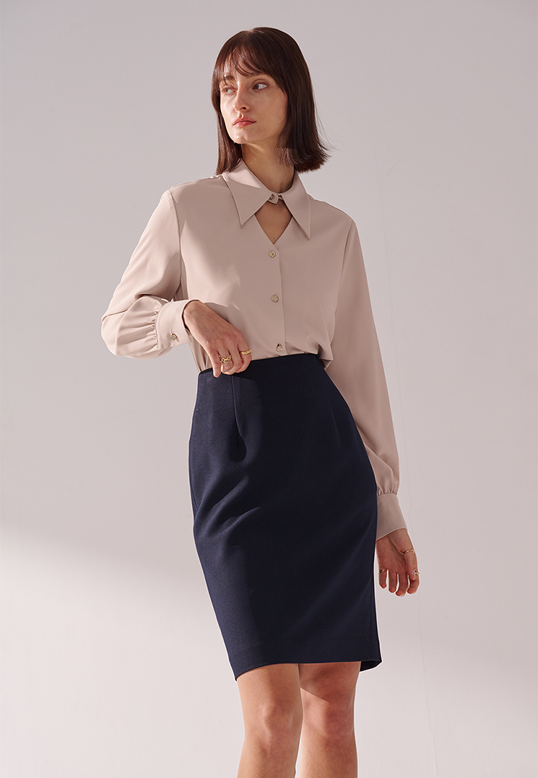 SST&C Wheat Pink V-neck Style Blouse