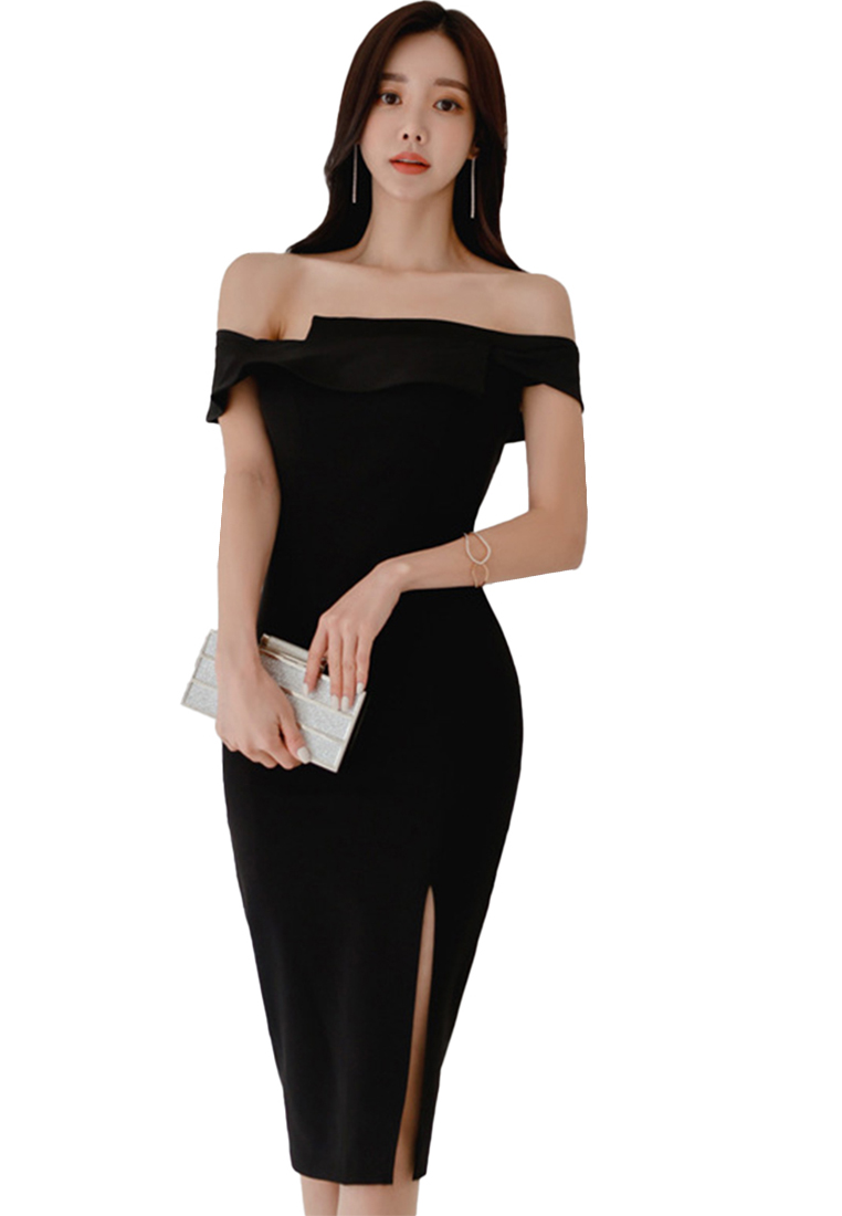 Sunnydaysweety Korean Style Ladies Off Shoulder One-Piece Dress A22022412
