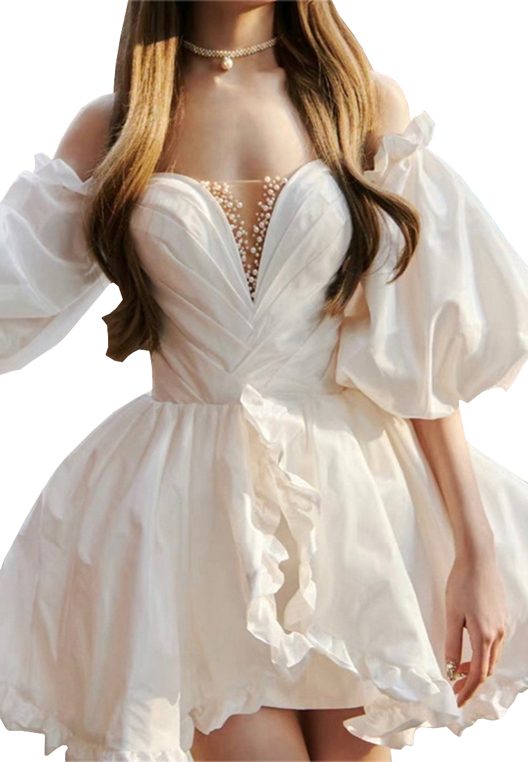 Sunnydaysweety 2025 Dress Sexy One Line Neck strapless short skirt Off Shoulder Birthday Party Dress