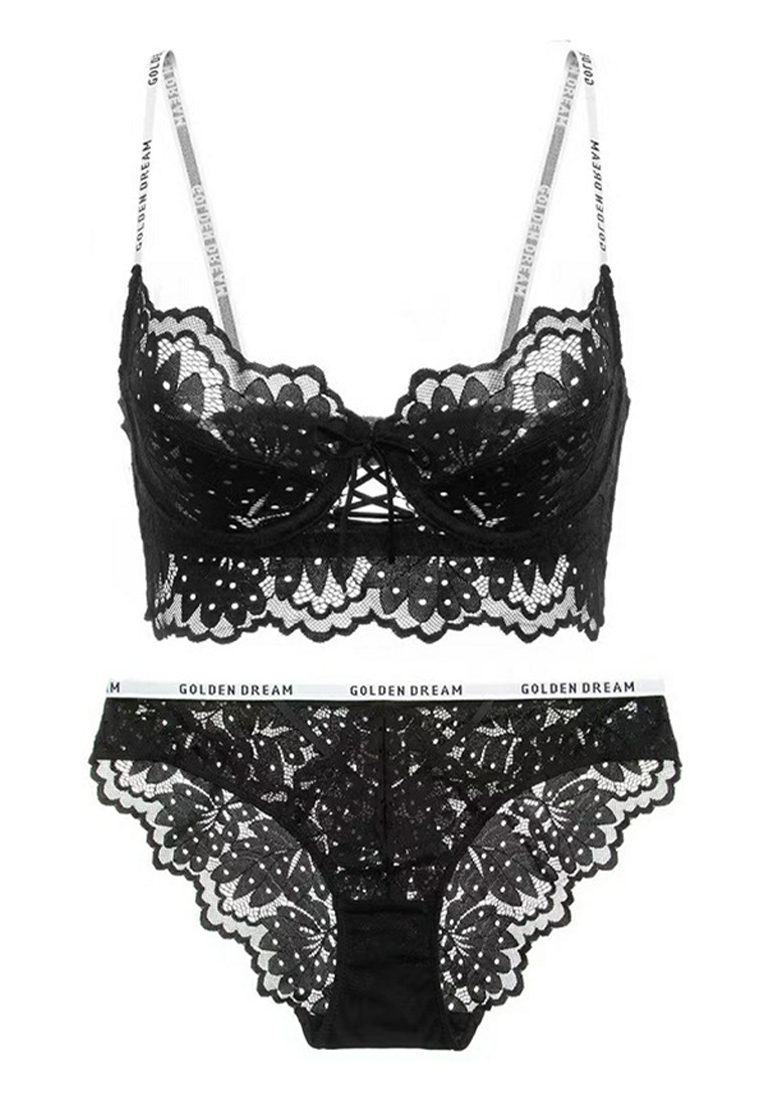 Sunnydaysweety 2025 S/S New European and American sexy ultra-thin lace underwear fashion letter shou
