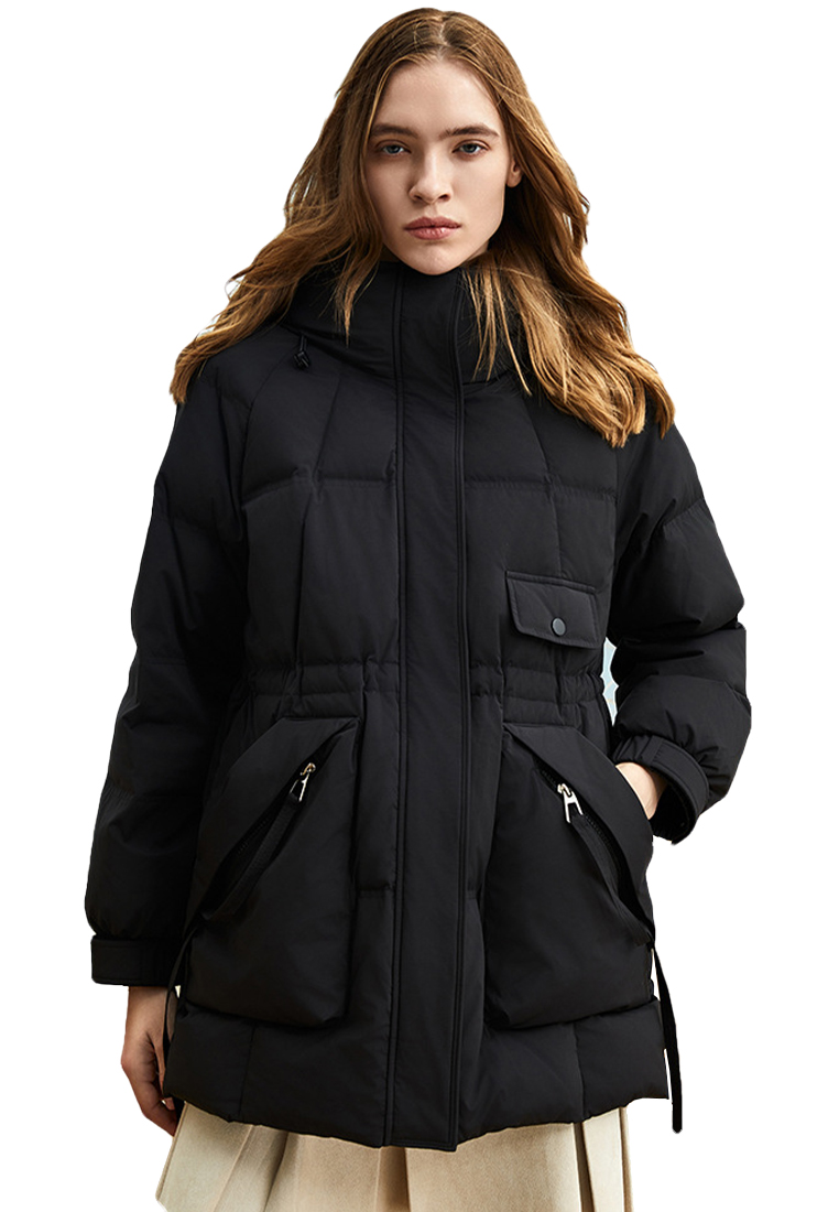 Sunnydaysweety New winter 90%duck's down thick mid length hooded down jacket CA101728
