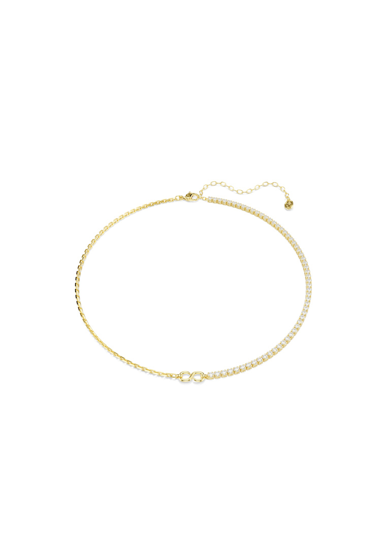 Swarovski Matrix necklace, Round cut, White, 18K gold finish