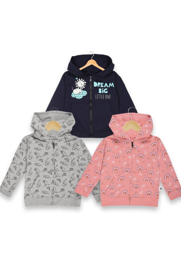 THE MOM STORE Zipper Jacket Combo of 3- Dino Tales, Rainbow Land and Dream Big