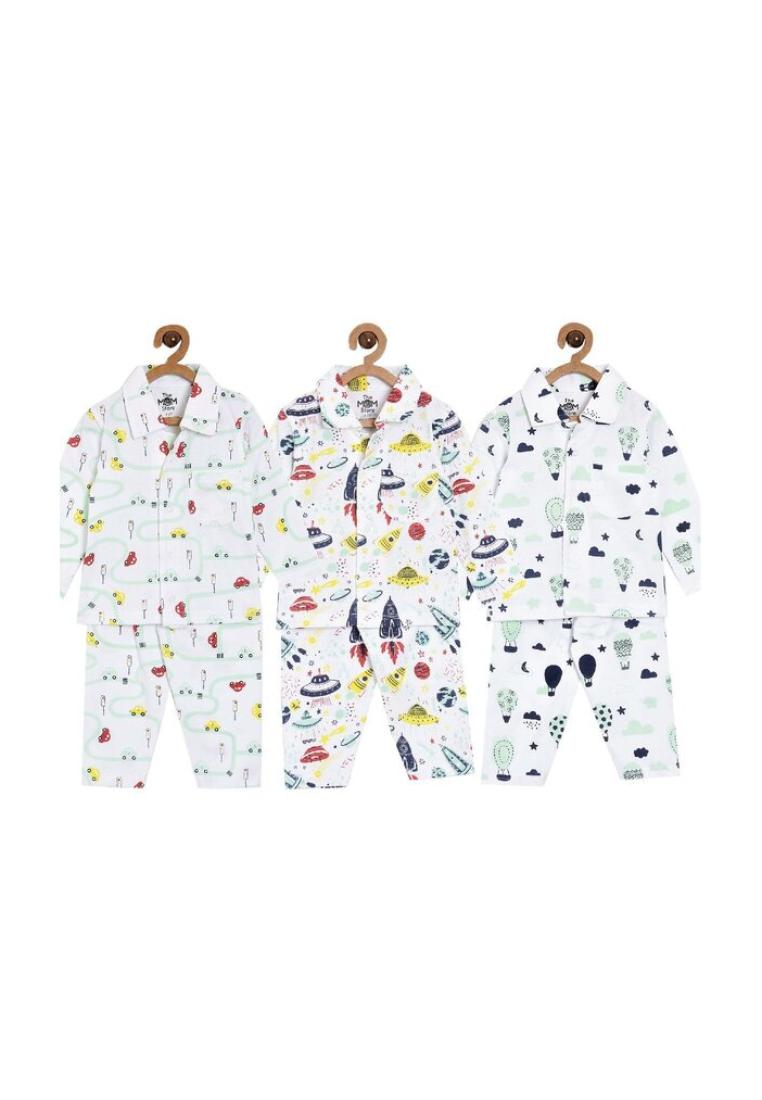 THE MOM STORE The Mom Store Kids Pajama Set Pack Of 3 City Drive, Tour to Space & Up in the Air - Mu
