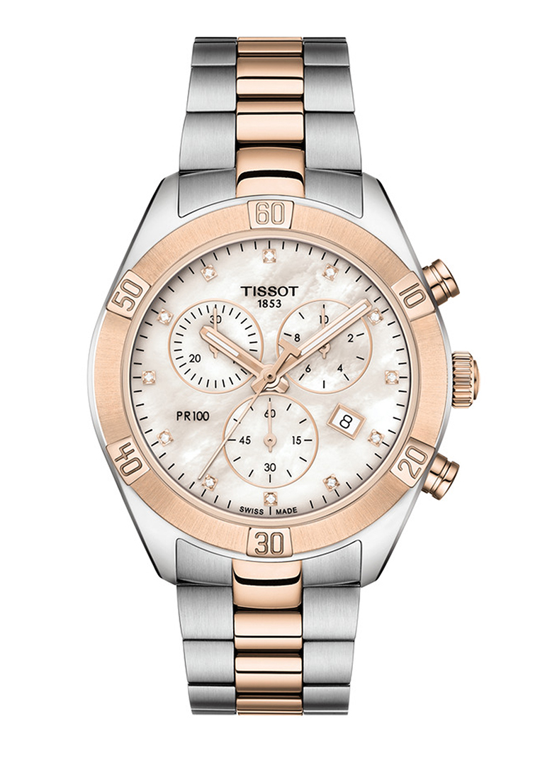 Tissot PR 100 Sport Chic T1019102211600 - Jam Kuarsa Wanita 36mm Dua Warna