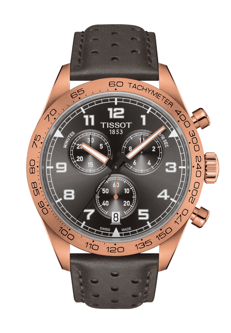 Tissot Tissot PRS 516 45mm Chronograph Grey Dial Grey Leather Band Quartz Watch T1316173608200