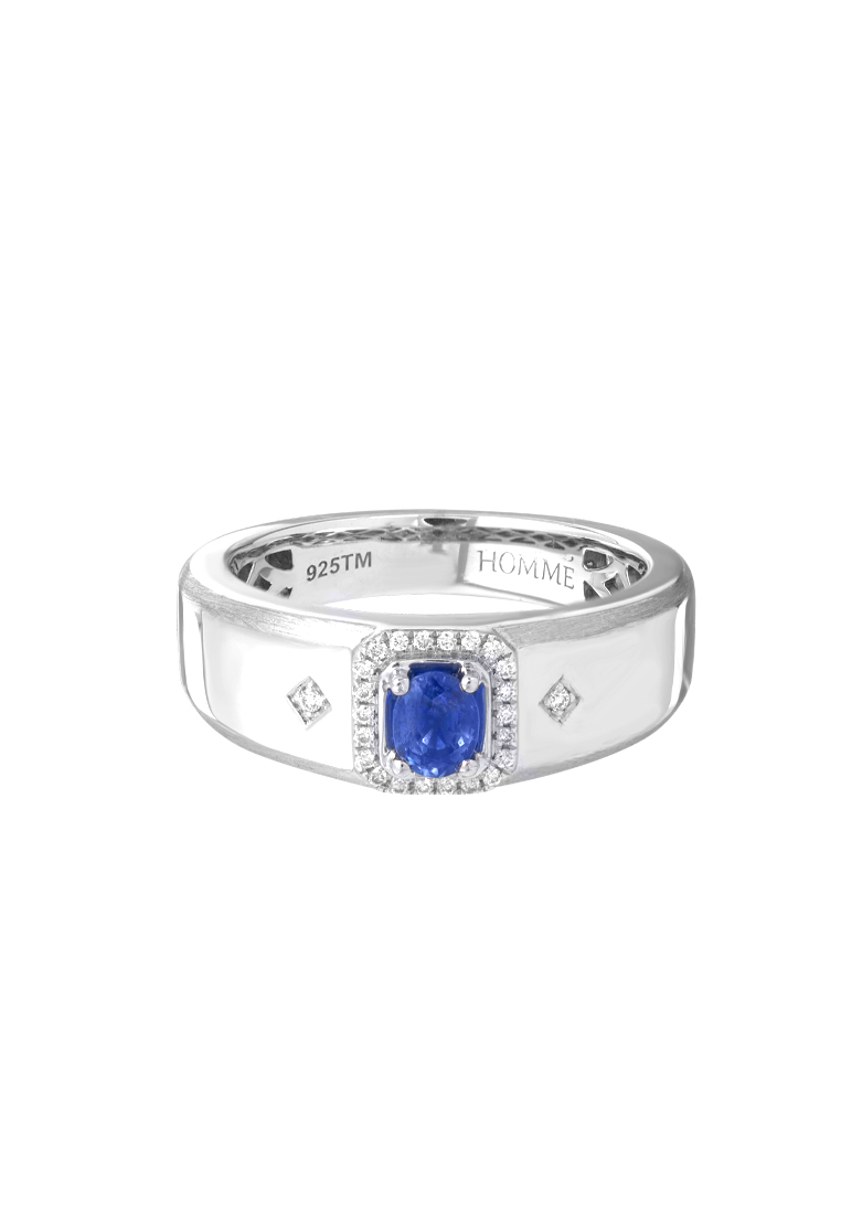 TOMEI TOMEI Homme Series, Sapphire Silver Ring For Men