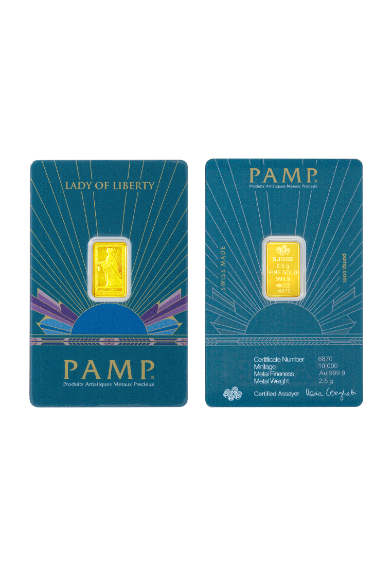 TOMEI TOMEI x PAMP Lady of Liberty Gold Bar 2.5GM I Fine Gold 9999