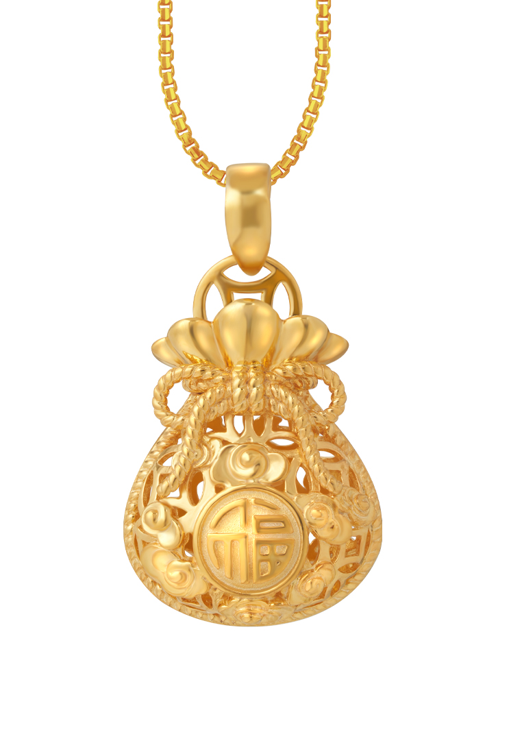 TOMEI TOMEI Money Bag Pendant, Yellow Gold 916/22K