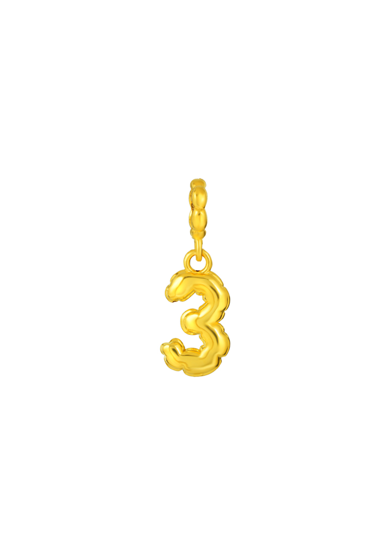 TOMEI TOMEI Chomel Collection, Number 3 Charm, Yellow Gold 916/22K