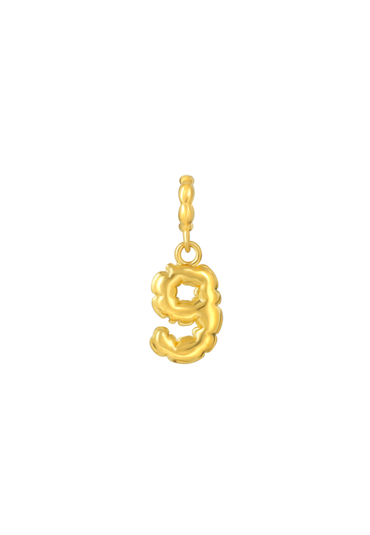 TOMEI TOMEI Chomel Collection, Number 9 Charm, Yellow Gold 916/22K