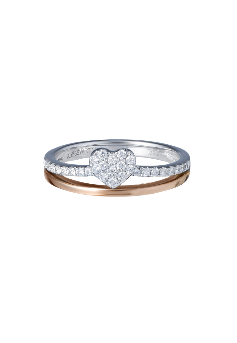 TOMEI TOMEI Diamond Ring, White+Rose 585/14K