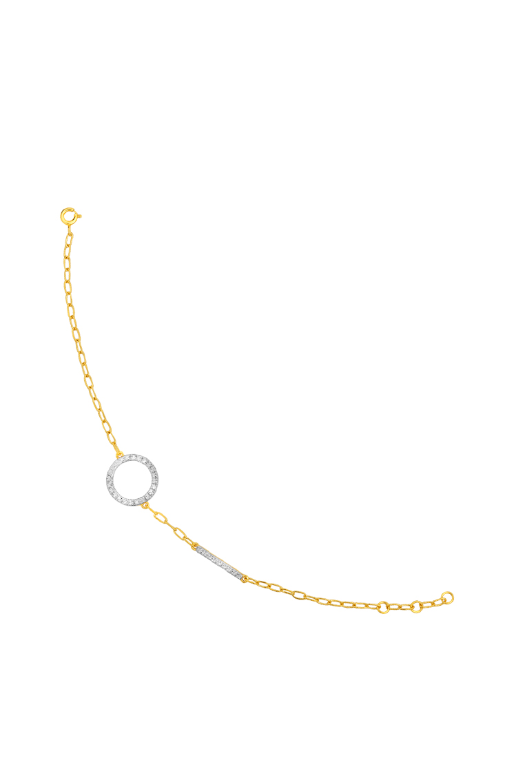 TOMEI TOMEI Dual-Tone Circle & Bar Bracelet, Yellow Gold 916/22K