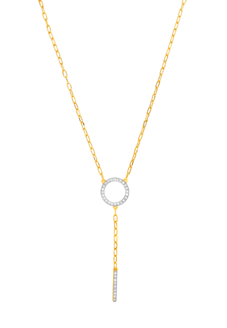 TOMEI TOMEI Dual-Tone Circle & Bar Necklace, Yellow Gold 916/22K