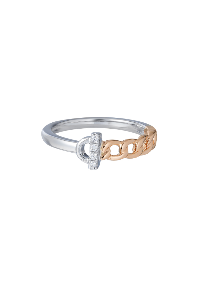 TOMEI TOMEI Diamond Ring, White+Rose Gold 585