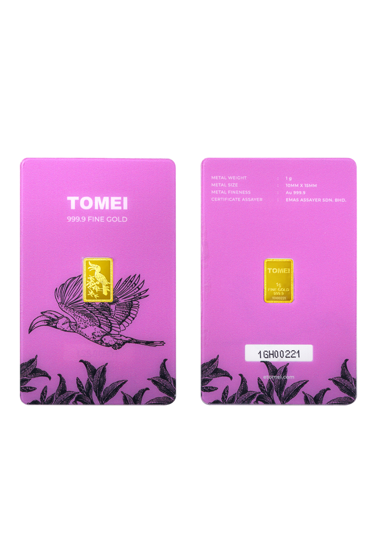 TOMEI TOMEI Hornbill Gold Bar 1G Purple Card | Fine Gold 9999
