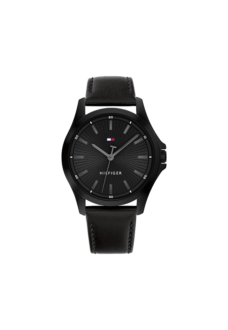 Tommy Hilfiger Bruce Men's Watch Black Leather Strap - Black Dial 1792190