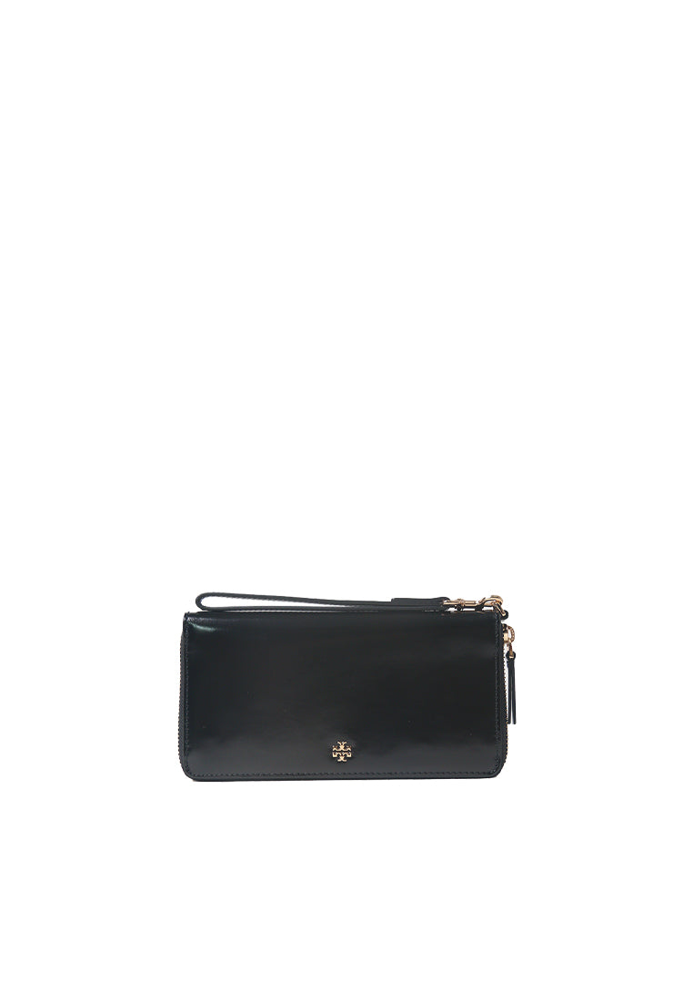 TORY BURCH Tory Burch Emerson Patent Zip Around Continental Wallet In Black 162753