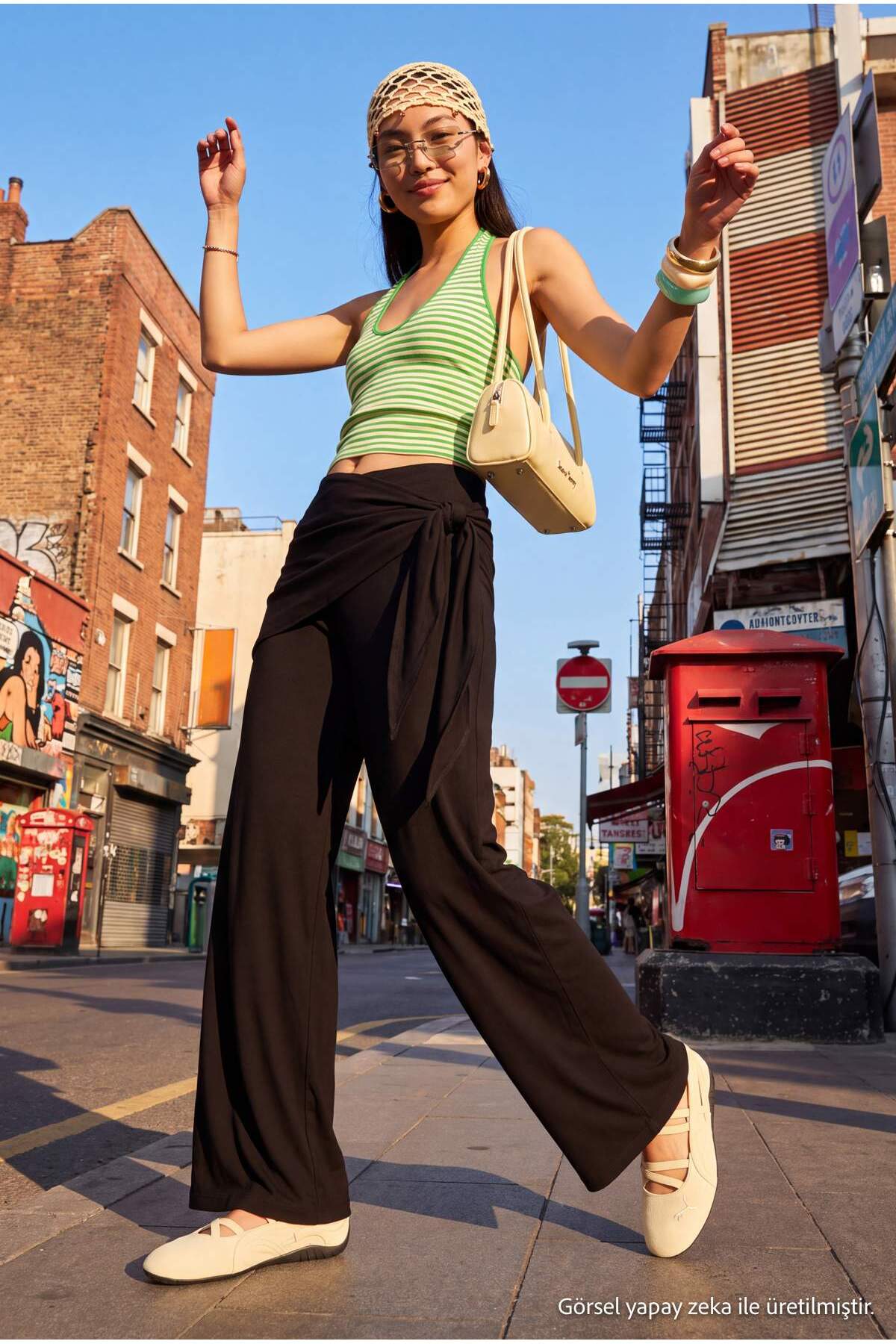 Trendyol Non-Fading Black Shawl Tie Detail Wide Leg Pants