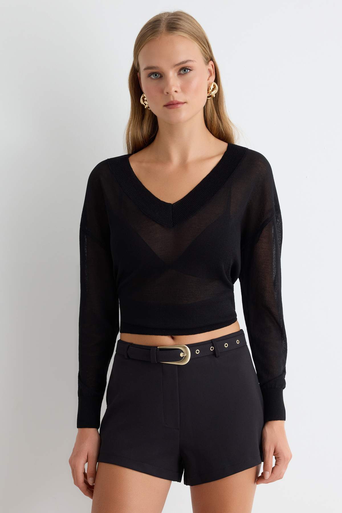 Trendyol Black Woven Shorts & Bermuda Shorts