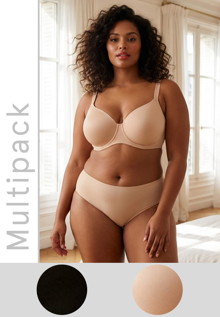 Trendyol Black-Tan 2-Pack Covered Plus Size Bra Tbbss26Cw00004