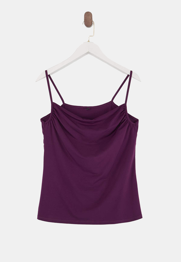 Trendyol Plum Degaje Collar Strap Knitted Blouse Tbbss24Af00006