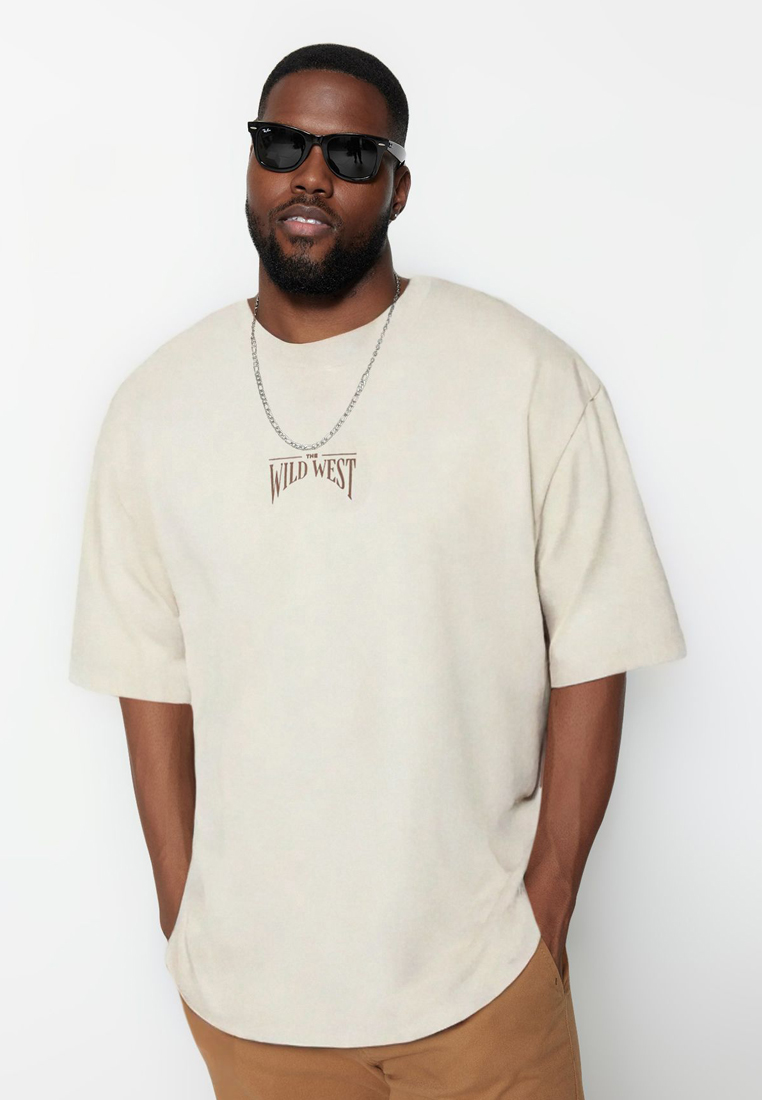 Trendyol Big Size Stone Oversize/Wide Cut 100% Cotton T-Shirt TMNSS25BF00008