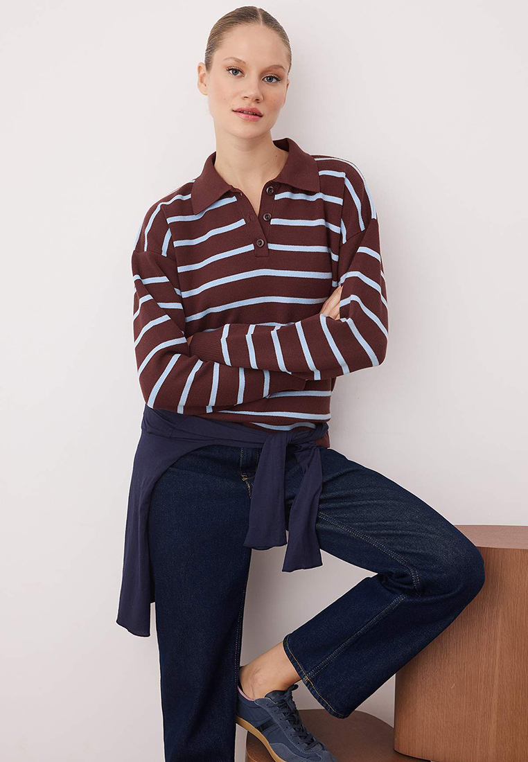 Trendyol Wardrobe Essentials Brown Premium/Special Yarn Polo Neck Knitwear Sweater | Twoaw26Kz6
