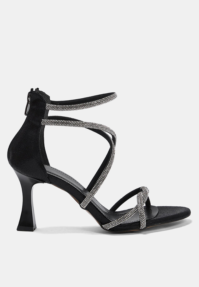 Trendyol Black Rhinestone Back Zip Thin Heeled Women's Evening Dress Heeled Shoes Takss25To00006