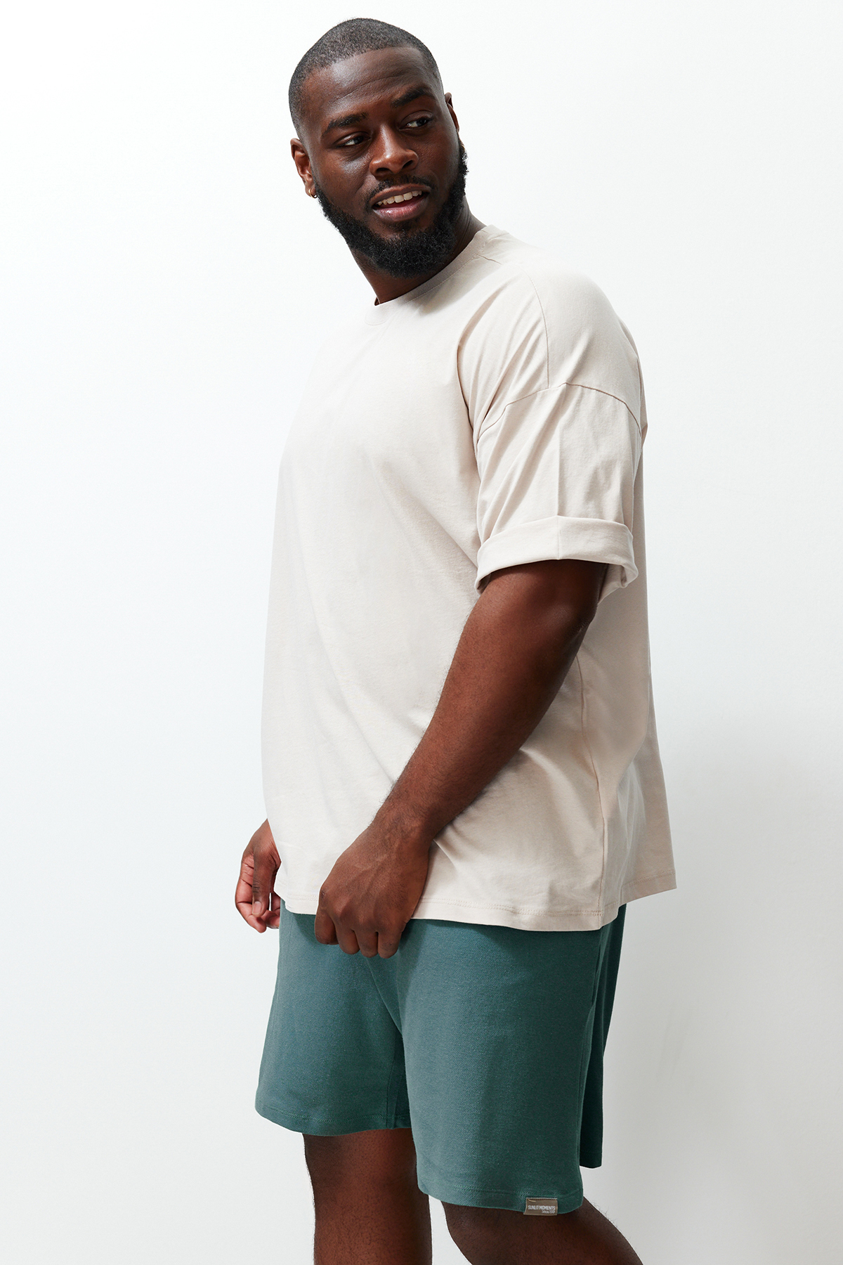 Trendyol Big Size Stone Oversize/Wide Cut 1% Cotton T-Shirt