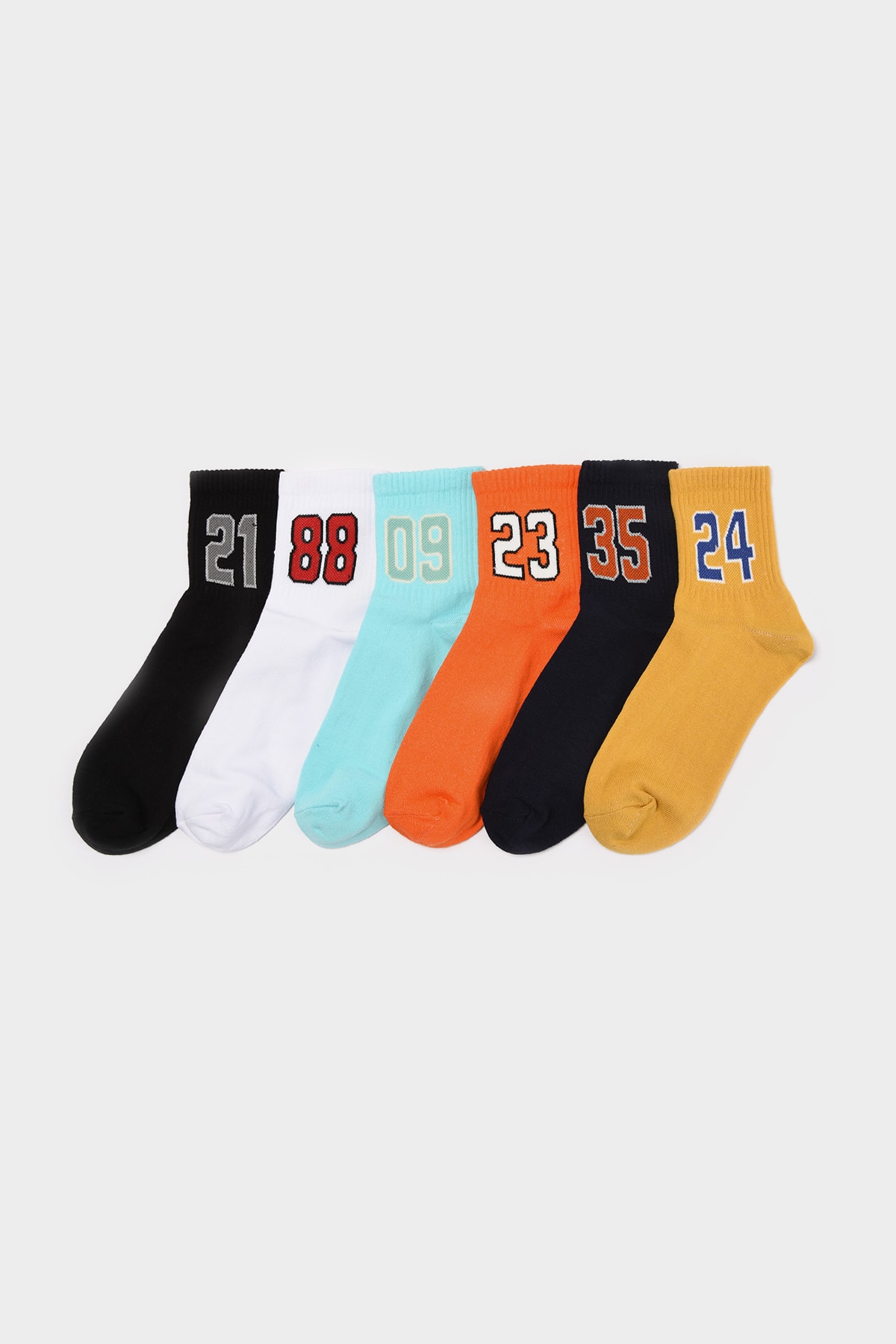 Trendyol Multi-Colored 6 Pack Number Patterned College-Tennis-Mid Length Socks