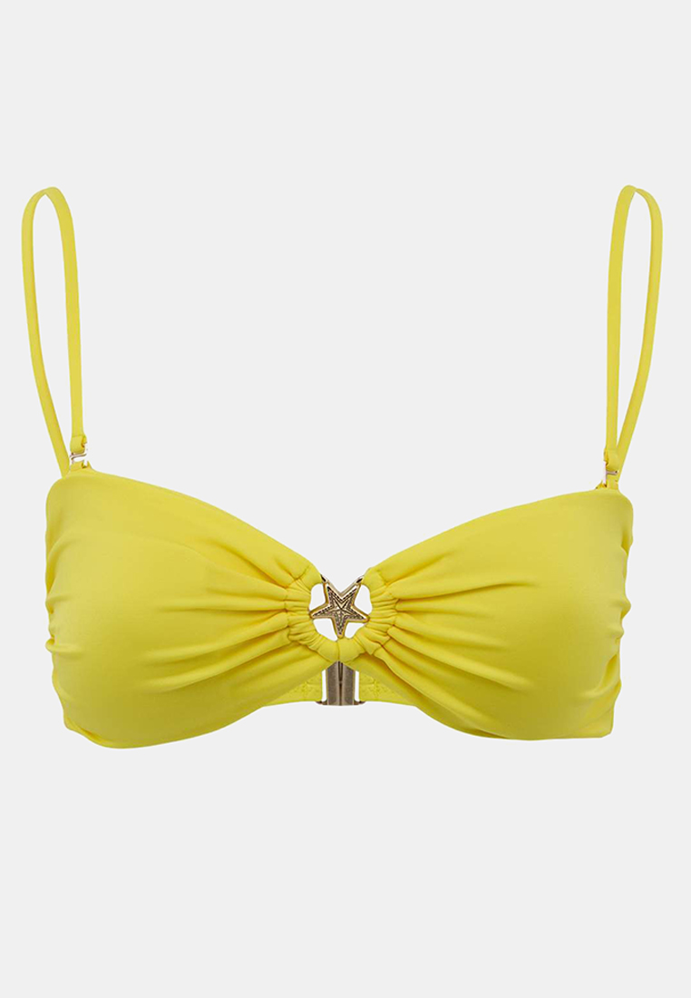 Trendyol Yellow Strapless Covered Cast Iron Bikini Top With Accessories Tbess24Bu15